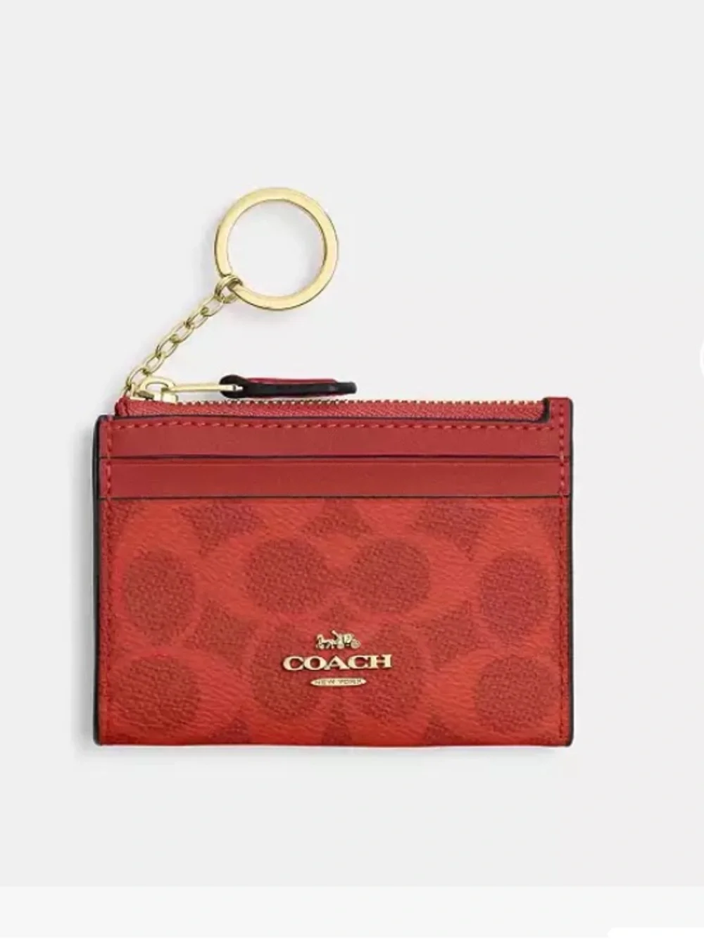 Coach Mini Skinny ID Case in Signature Canvas Crimson Red